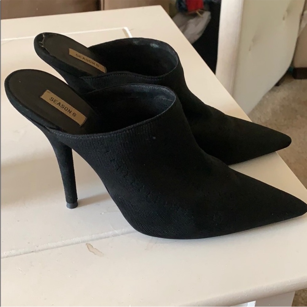 Yeezy Season 6 Black Stiletto Mules
